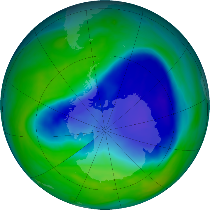 Antarctic ozone map for 22 November 2006
